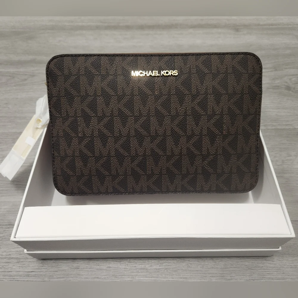 Michael Kors Jet Set Crossbody Logo Gift Box Set - Brown/Luggage *NWT* MSRP $198 - Picture 9 of 11